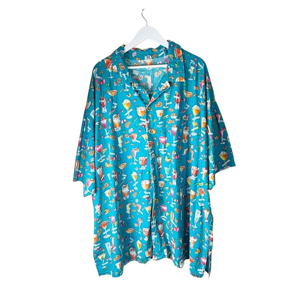 Handmade Men’s Colorful Cocktail‎ Drink Graphic Button-Up Shirt